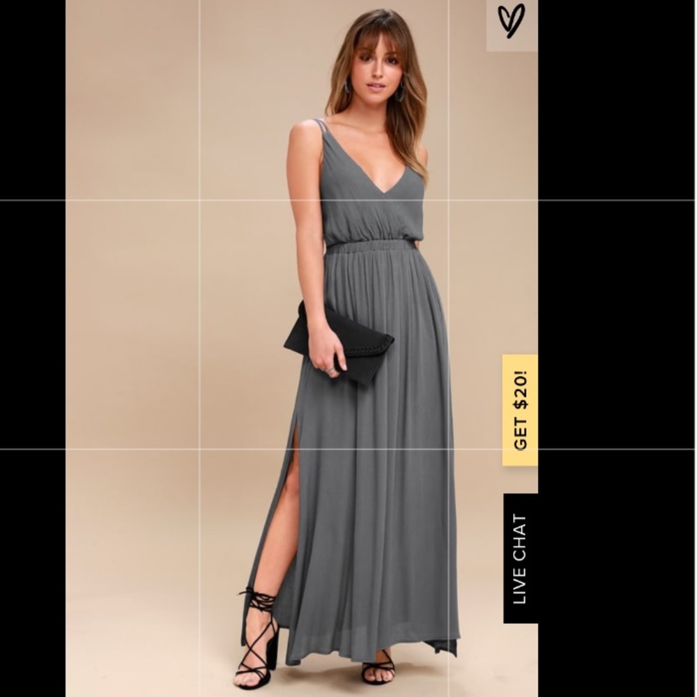 LOST IN PARADISE SLATE GREY MAXI DRESS